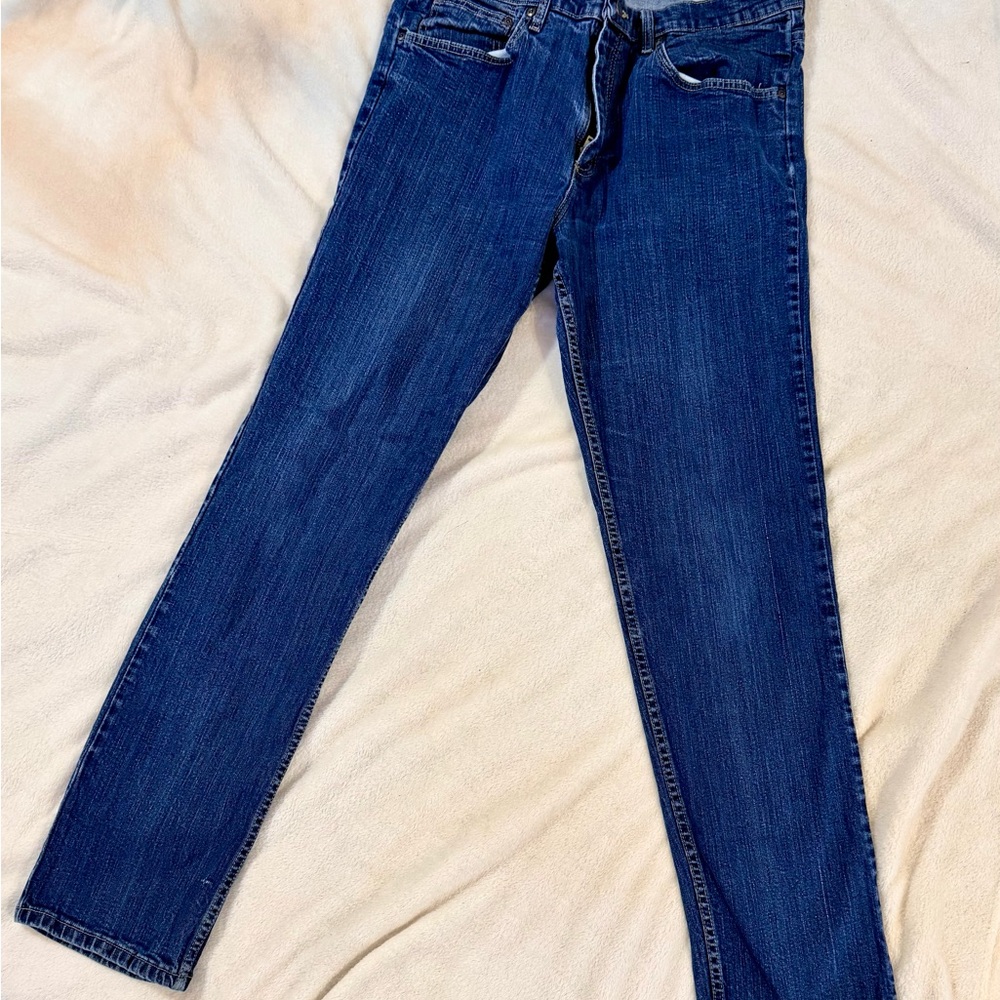 Wrangler Men's Straight Jeans - Dark Blue. Size 36 x 32